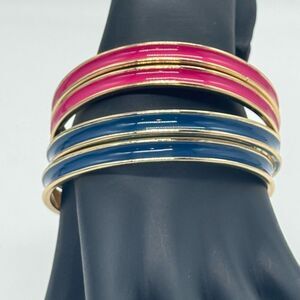 Crown & Ivy Gold Tone Pink and Blue Bangle Bracelets